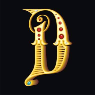 Vektör çizim altın harf D