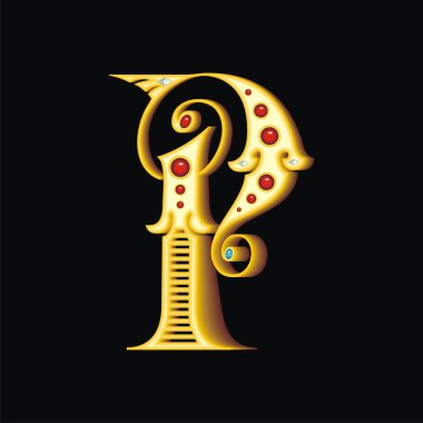 Vektör çizim altın harf P