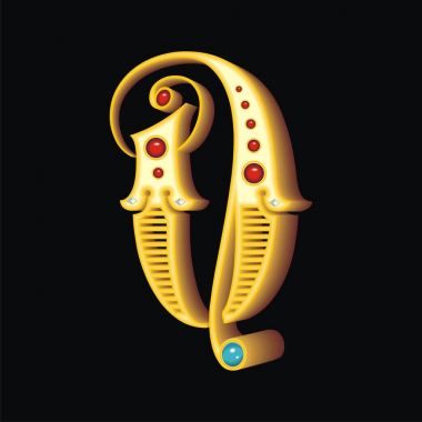 Vektör çizim altın harf Q