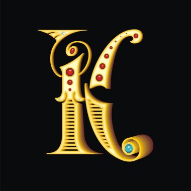 Vektör çizim altın harf K