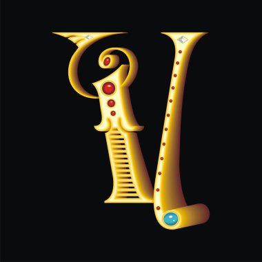 Altın harf V vektör çizim