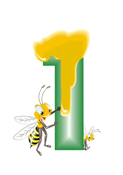Οι μέλισσες με μέλι από τον αριθμό 1 — Διανυσματικό Αρχείο