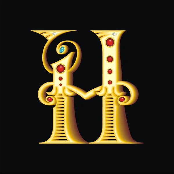 Illustration vectorielle d'une lettre dorée H — Image vectorielle