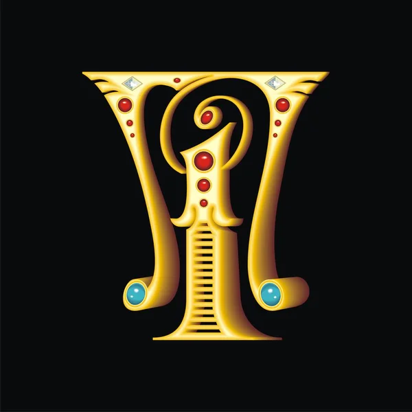 Ilustrație vectorială a unei litere de aur T — Vector de stoc