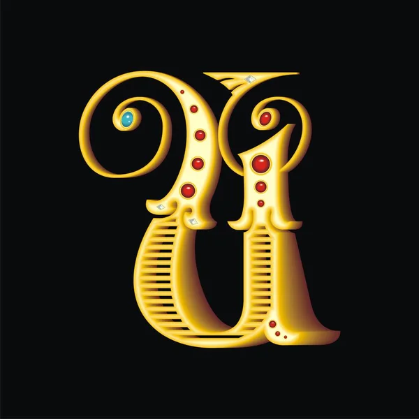 Ilustrație vectorială a unei litere de aur U — Vector de stoc