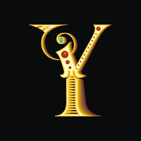 Illustration vectorielle d'une lettre dorée Y — Image vectorielle