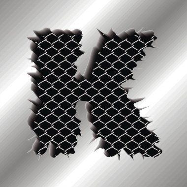 Vektör çizim metal harf K