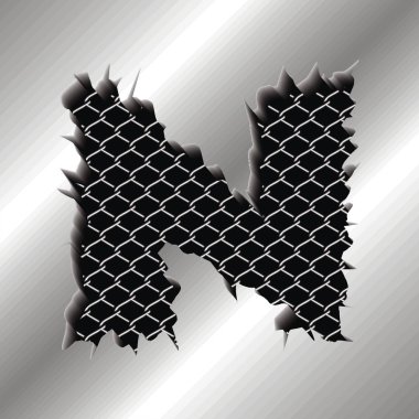 Vektör çizim metal harf N