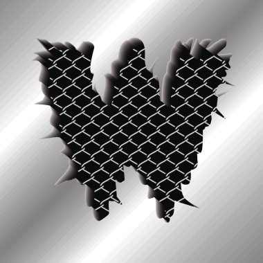 Vektör çizim metal harf W
