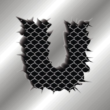 Vektör çizim metal harf U