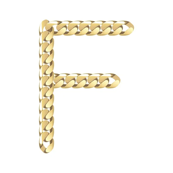 Vektor Illustration Goldkette Buchstaben f — Stockvektor
