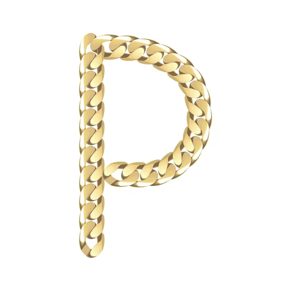 Vektor Illustration Goldkette Buchstaben p — Stockvektor