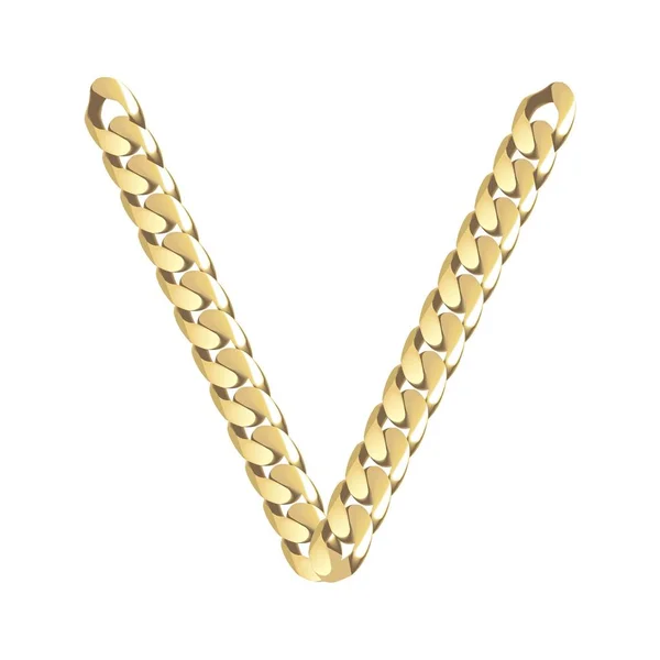 Vector illustration gold chain letters V — Stock Vector