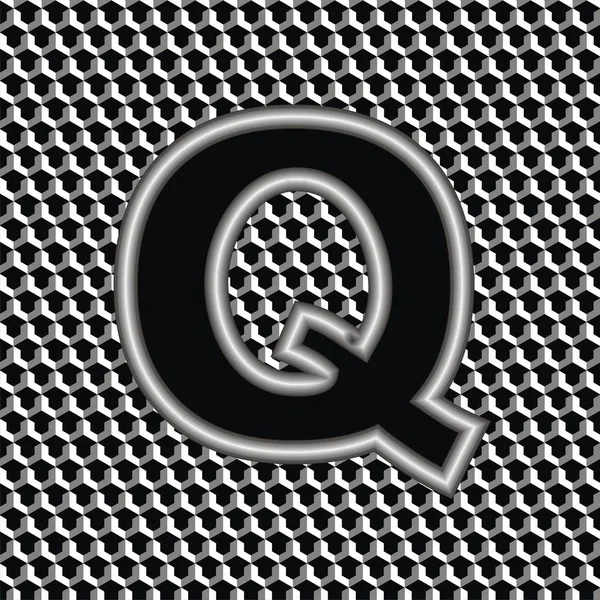 Illustrazione vettoriale lettere metalliche Q — Vettoriale Stock
