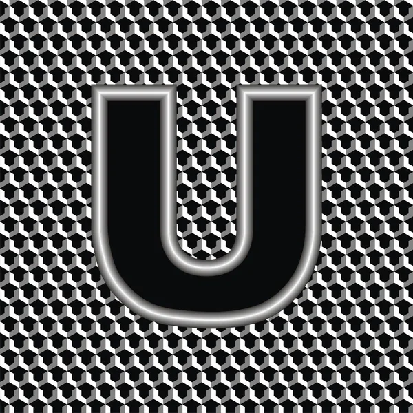 Ilustración vectorial letras de metal U — Vector de stock