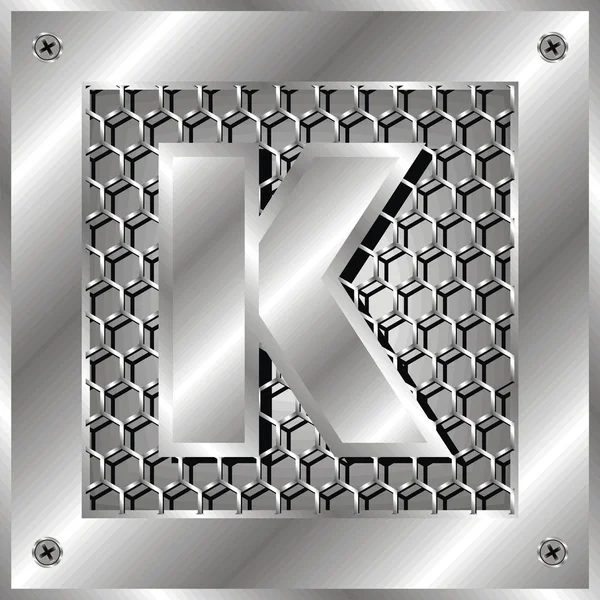 Vektor Abbildung Metall Buchstaben k — Stockvektor