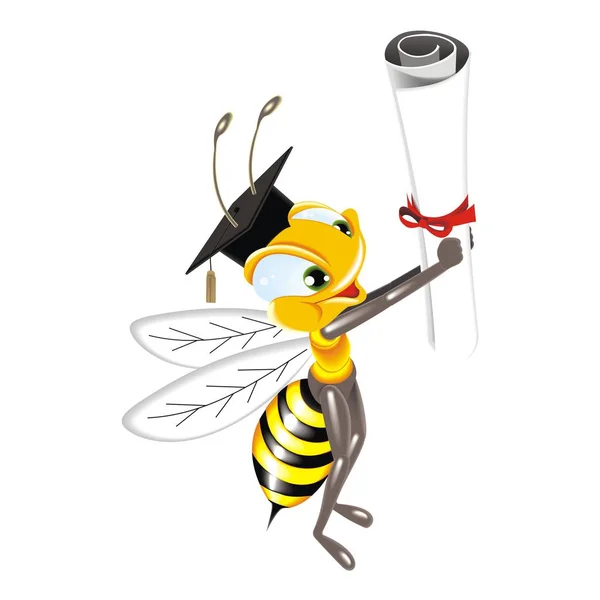 Векторна ілюстрація бджоли з дипломатом — стоковий вектор