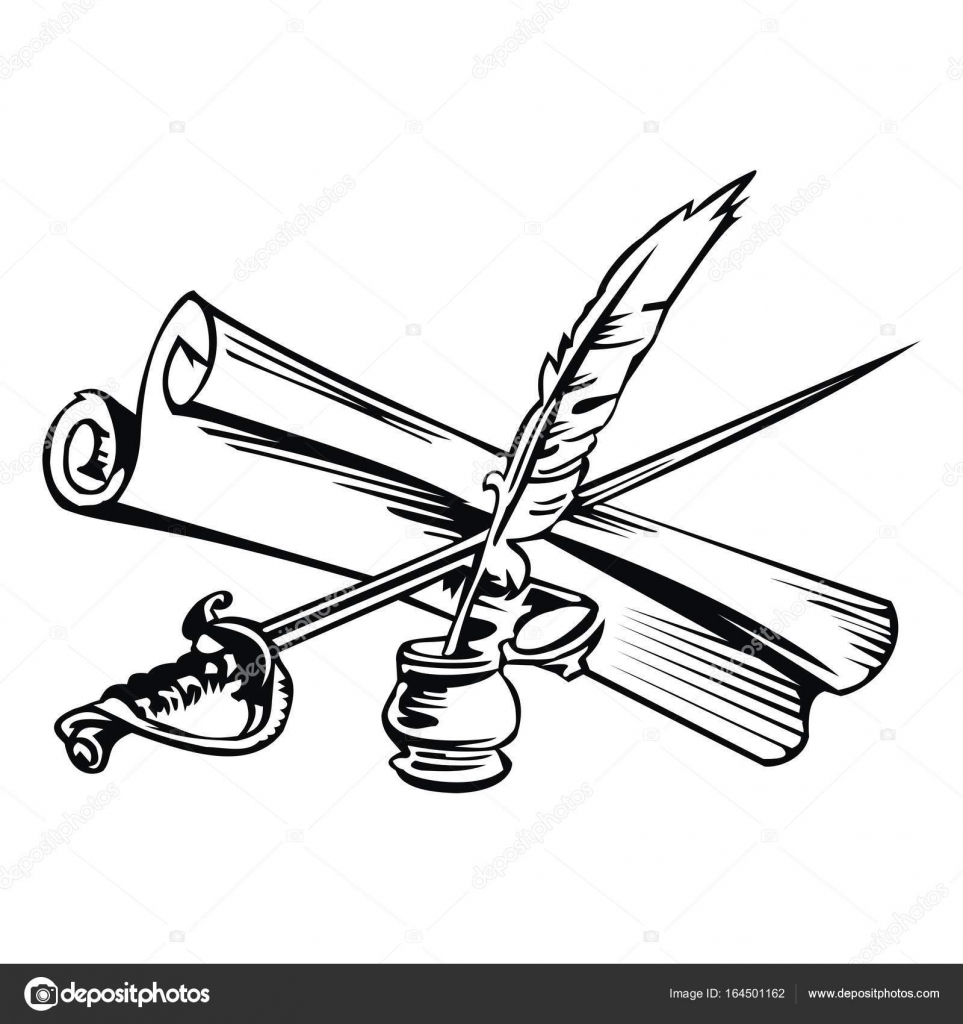 Pluma de tinta y espada Vector de stock 164501162 de kassim1964