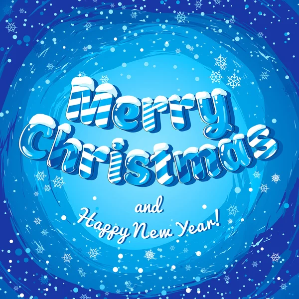 Bannière d'affiche de carte de Noël avec lettres de glace et flocons de neige. Illustration vectorielle . — Image vectorielle