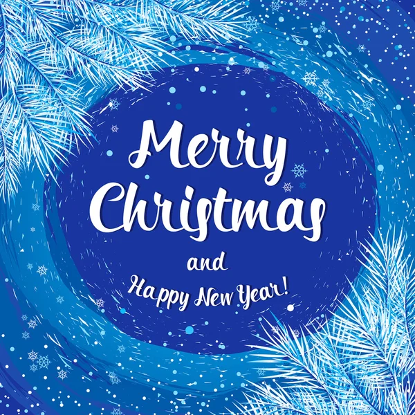Bannière d'affiche de carte de Noël avec branches de sapin blanc et flocons de neige. Illustration vectorielle . — Image vectorielle