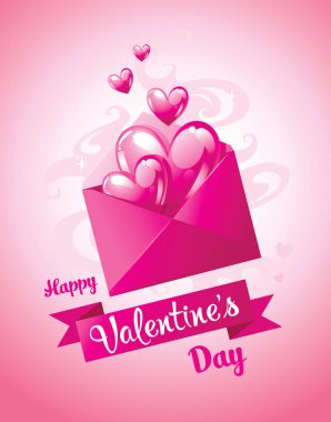 Aşk mektubu. Sevgililer günü kartı. Vektör çizim