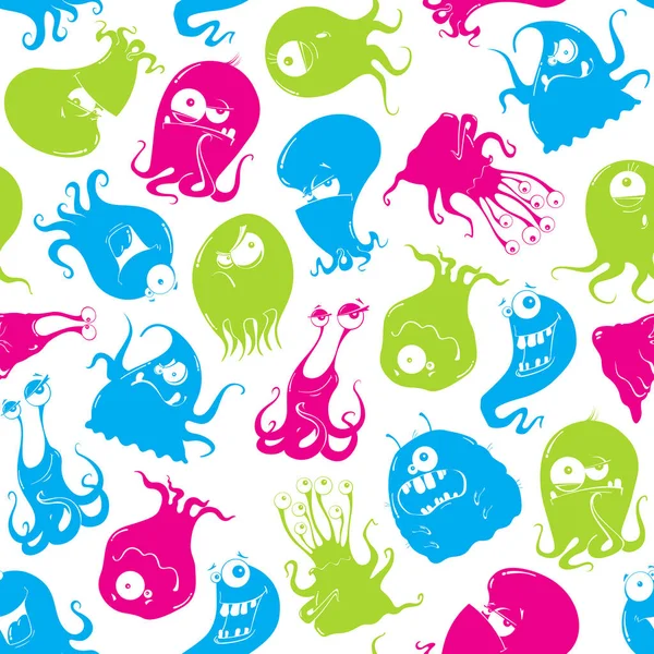 Seamless pattern funny monsters — Stock Vector