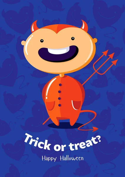 Halloween wektor plakat trick or treat z diabłem na bezszwowe tło — Wektor stockowy