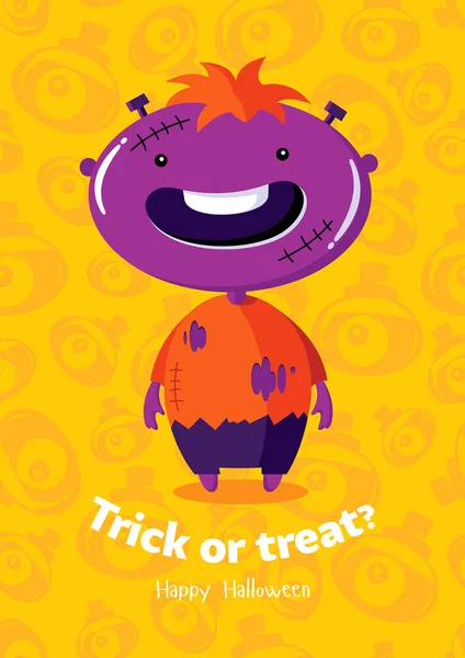 Halloween wektor plakat trick or treat z zombie na bezszwowe tło — Wektor stockowy