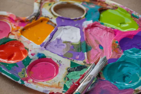 Art palette with paints — Stock Photo, Image