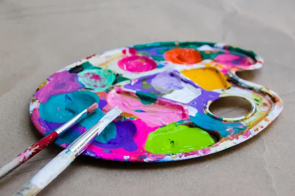 Art palette with paints — Stock Photo, Image