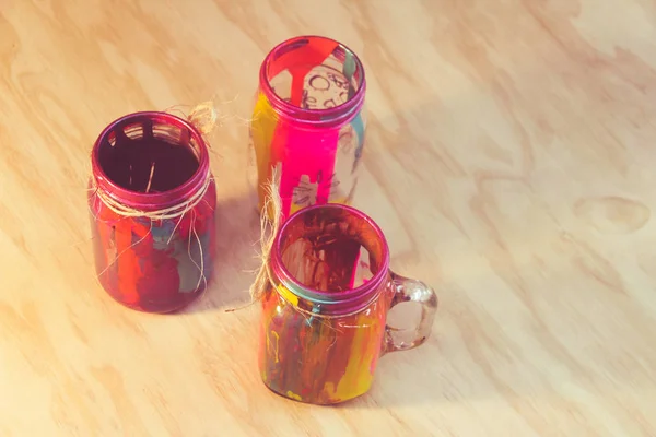 Colorful painted bottles — Stock Photo, Image