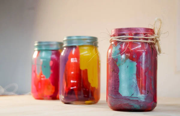 Colorful painted bottles — Stock Photo, Image