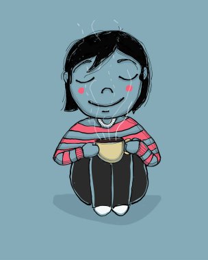 çizgi film kadın kahve içme