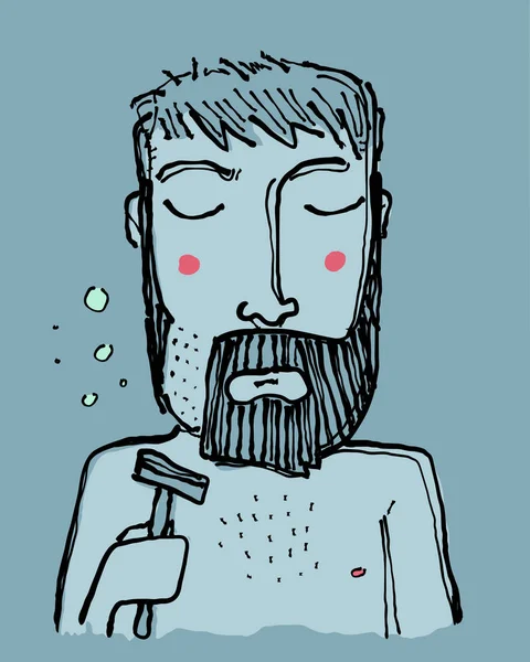 Hombre afeitándose la barba — Vector de stock