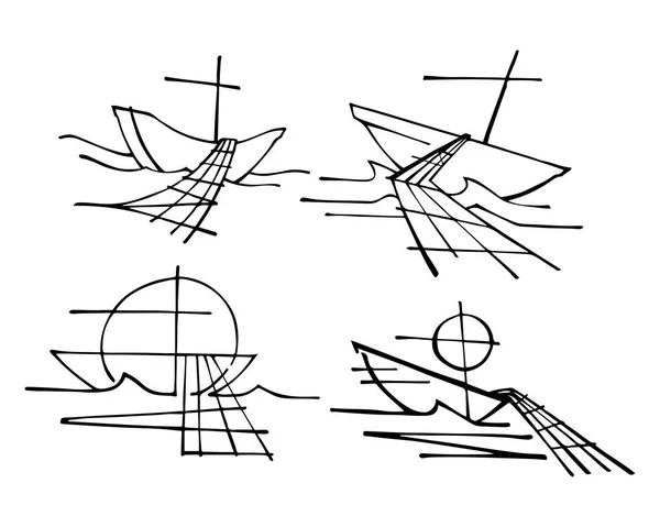 宗教象征之行舟 — 图库矢量图片