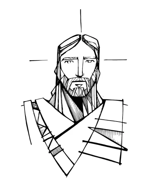Иллюстрация лица Иисуса Христа — стоковый вектор