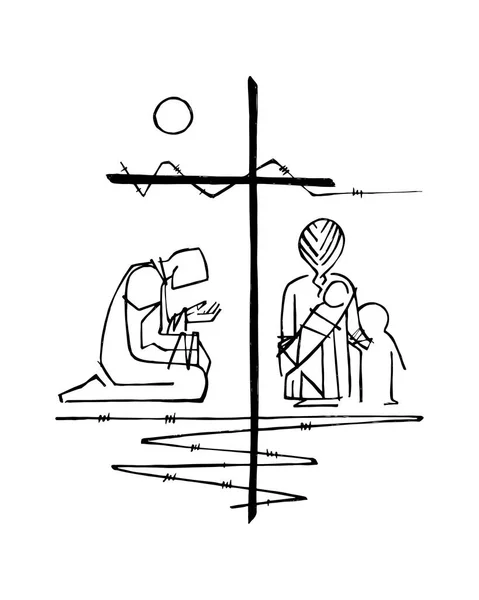 Religieuze Cross en andere symbolen — Stockvector