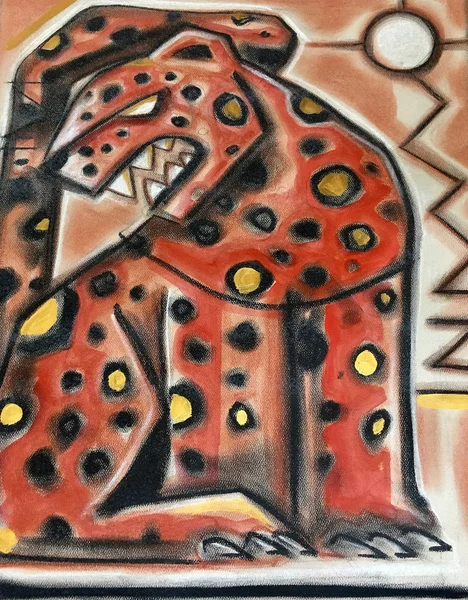 Ábrán piros jaguar — Stock Fotó