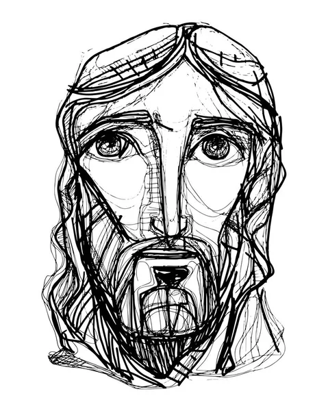Ο Ιησούς Χριστός εξπρεσιονιστικό πρόσωπο — Διανυσματικό Αρχείο