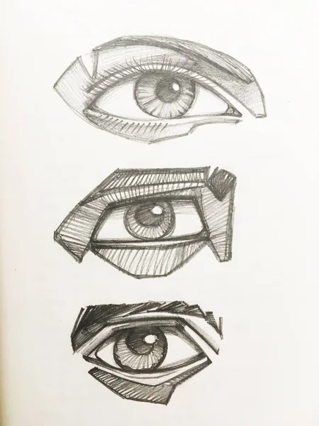 Τα ανθρώπινα μάτια μολύβι σχέδια — Φωτογραφία Αρχείου