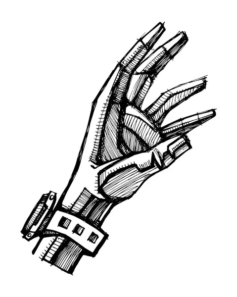 Menschliche Hand und Uhrenillustration — Stockvektor