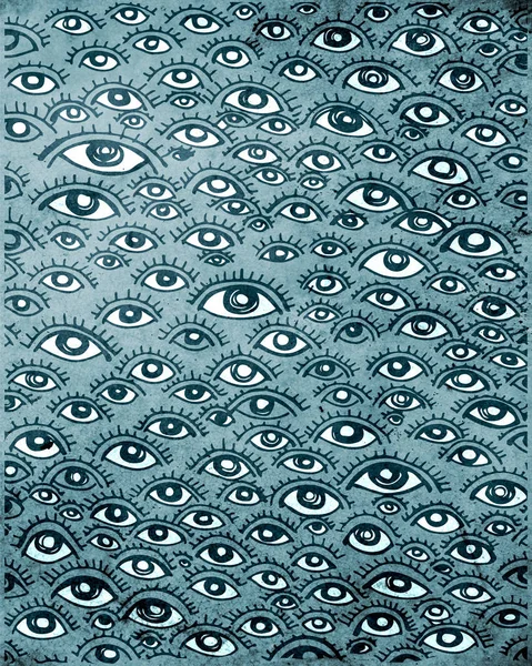 人間の目が描かれたパターンを手します。 — ストック写真
