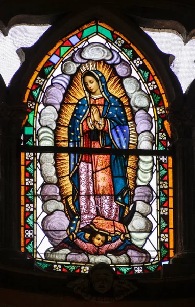 Basilica de Guadalupe stained glass window — Stock Photo, Image
