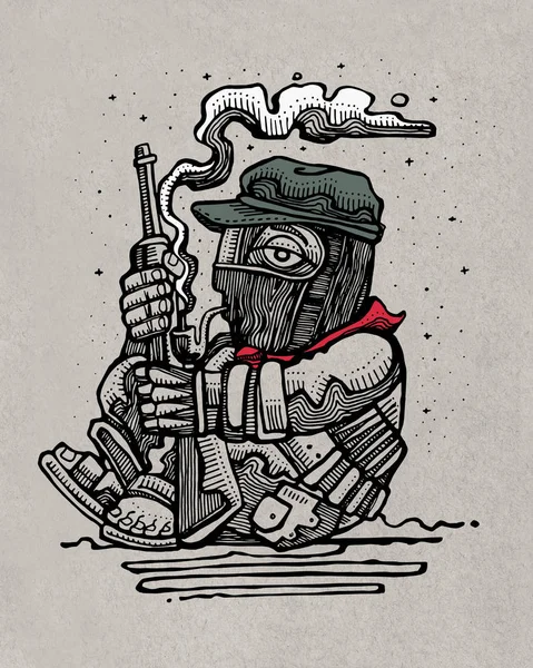 Illustration of a mexican zapatist soldier