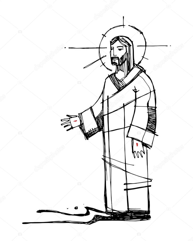 Jesus Christ walking on the water illustration