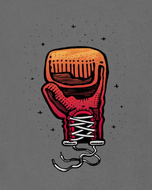 Çizilmiş Boks eldiveni illüstrasyon el