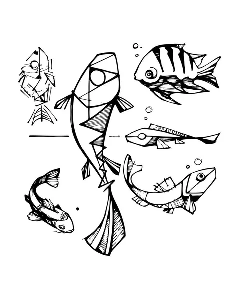 Illustration ou dessin de poissons — Image vectorielle