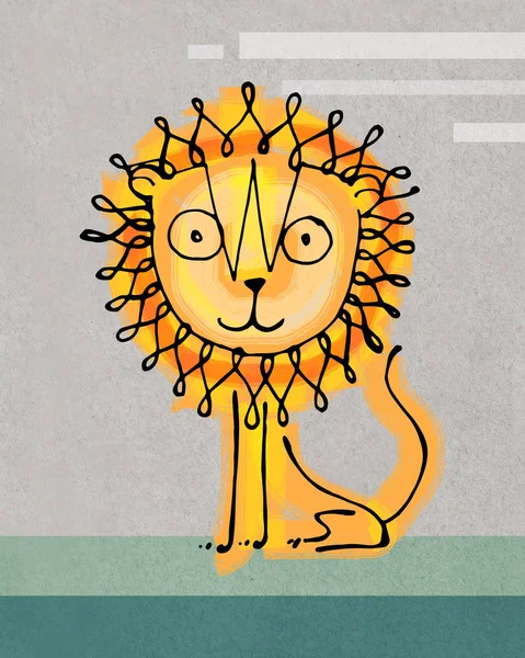Childish lion illustration