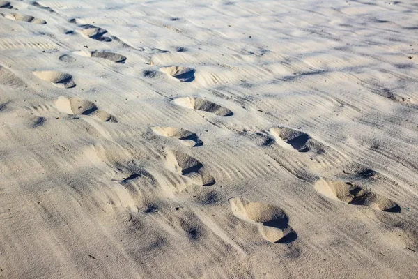 Areia de praia com pegadas — Fotografia de Stock