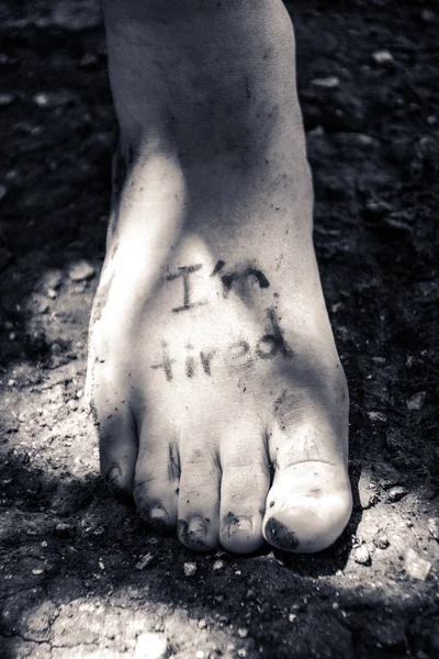 Müder menschlicher Fuß — Stockfoto